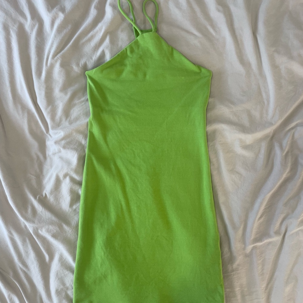 Zara green mini halter neck dress